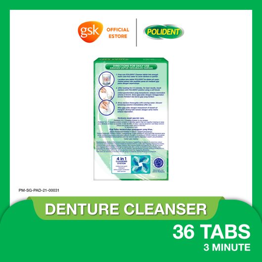 Polident Denture and Retainer Cleaning Tablets, 3 Minute Daily Cleanser, 36 Tablets