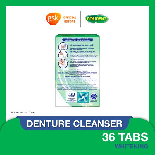 Polident Denture and Retainer Cleaning Tablets, Whitening Cleanser, 36 Tablets