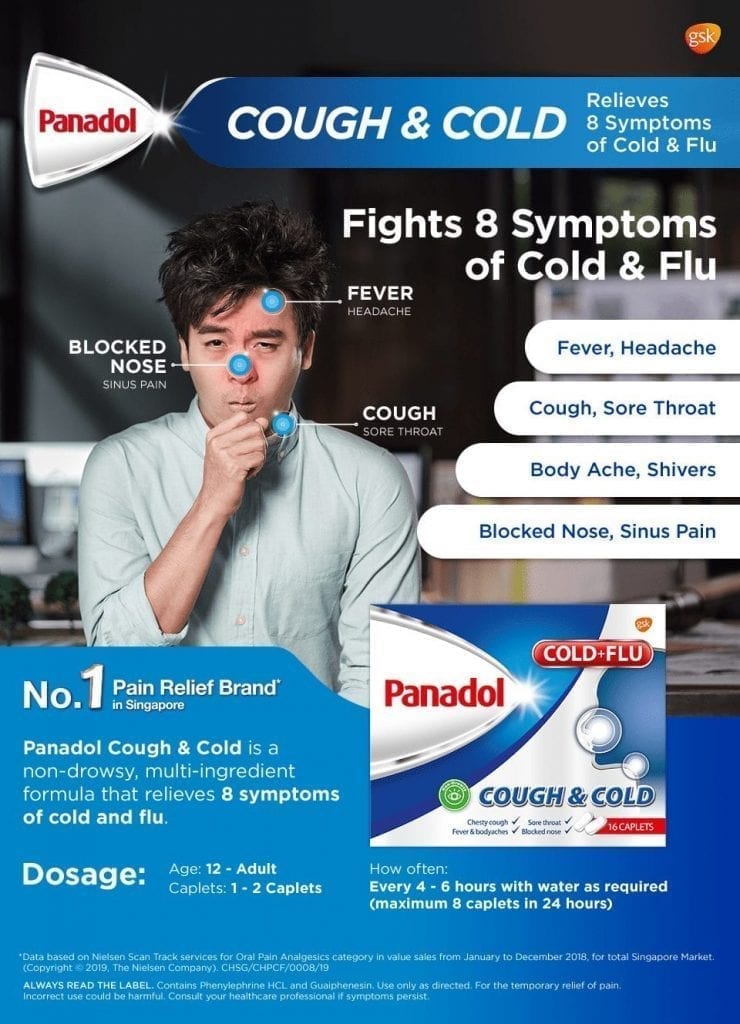 Buy Panadol For Cough and Cold, 16 tablets Online PrettyHealthy.SG